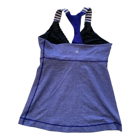 Lululemon Deep Breath V Wrap Neckline Racerback Pigment Blue Stripe Workout Tank - Picture 10 of 13